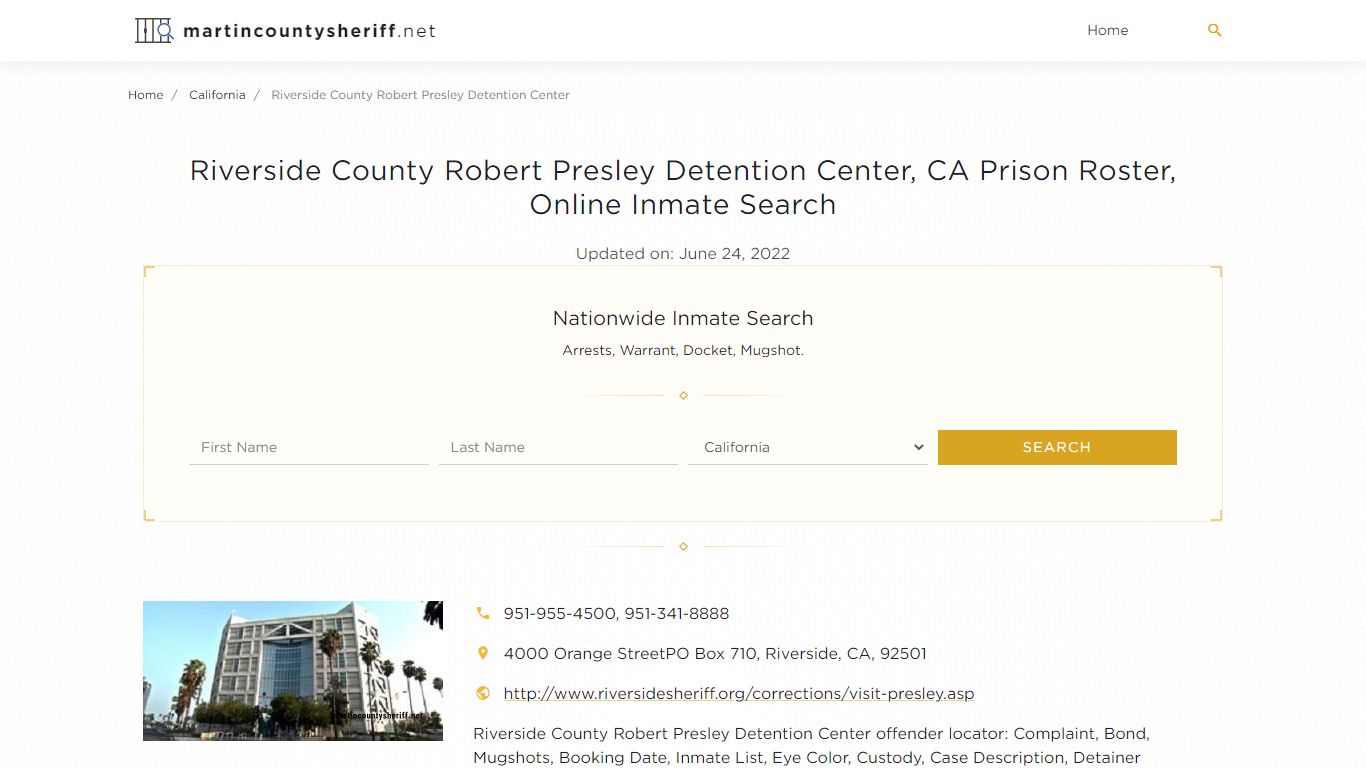 Riverside County Robert Presley Detention Center, CA ...