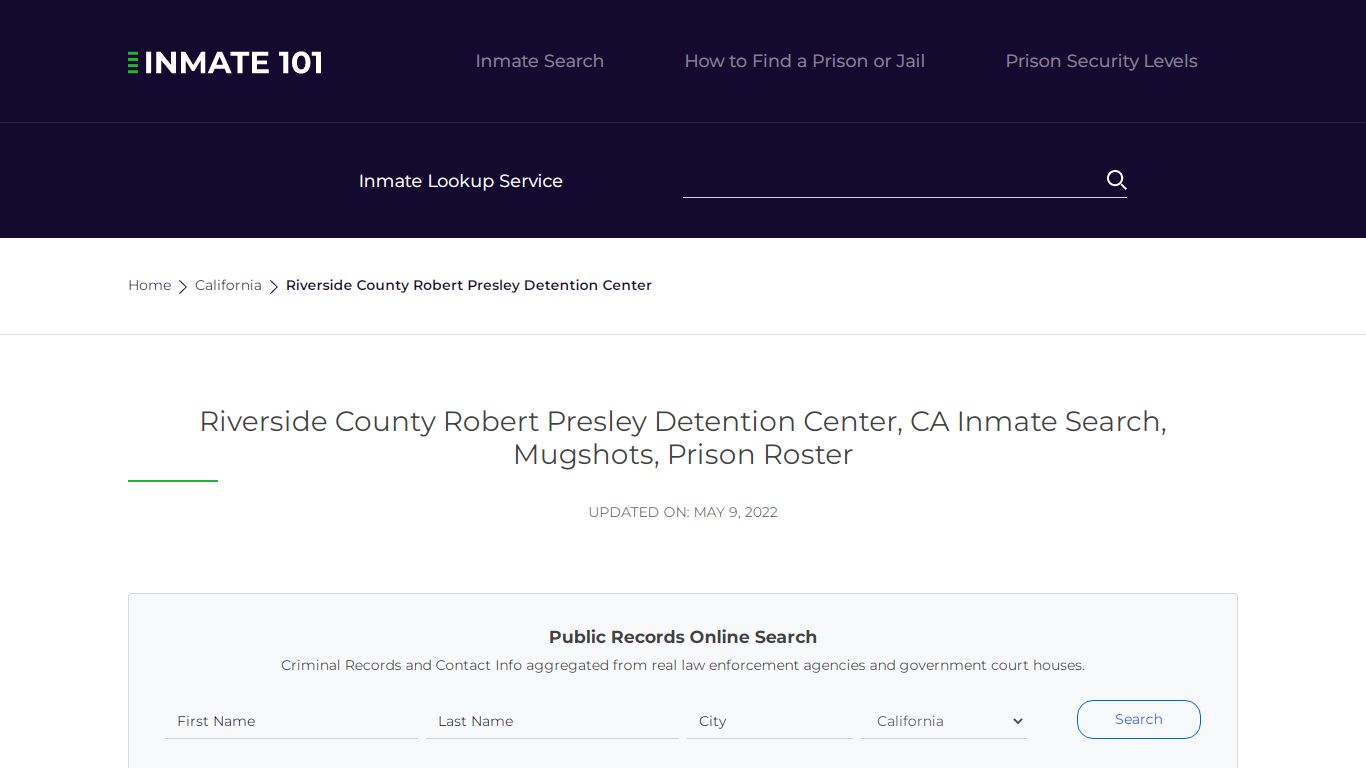 Riverside County Robert Presley Detention Center, CA ...