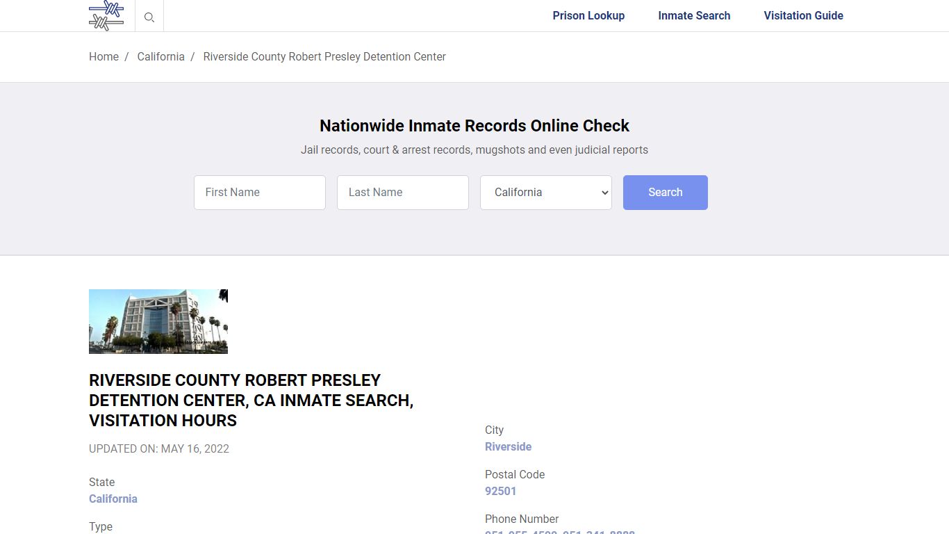 Riverside County Robert Presley Detention Center, CA ...